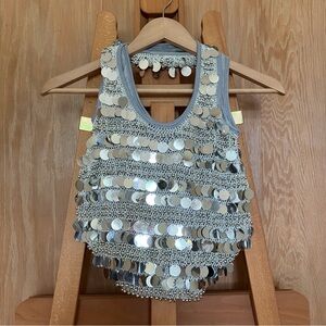 Silver sequin and beaded shoulder bag!